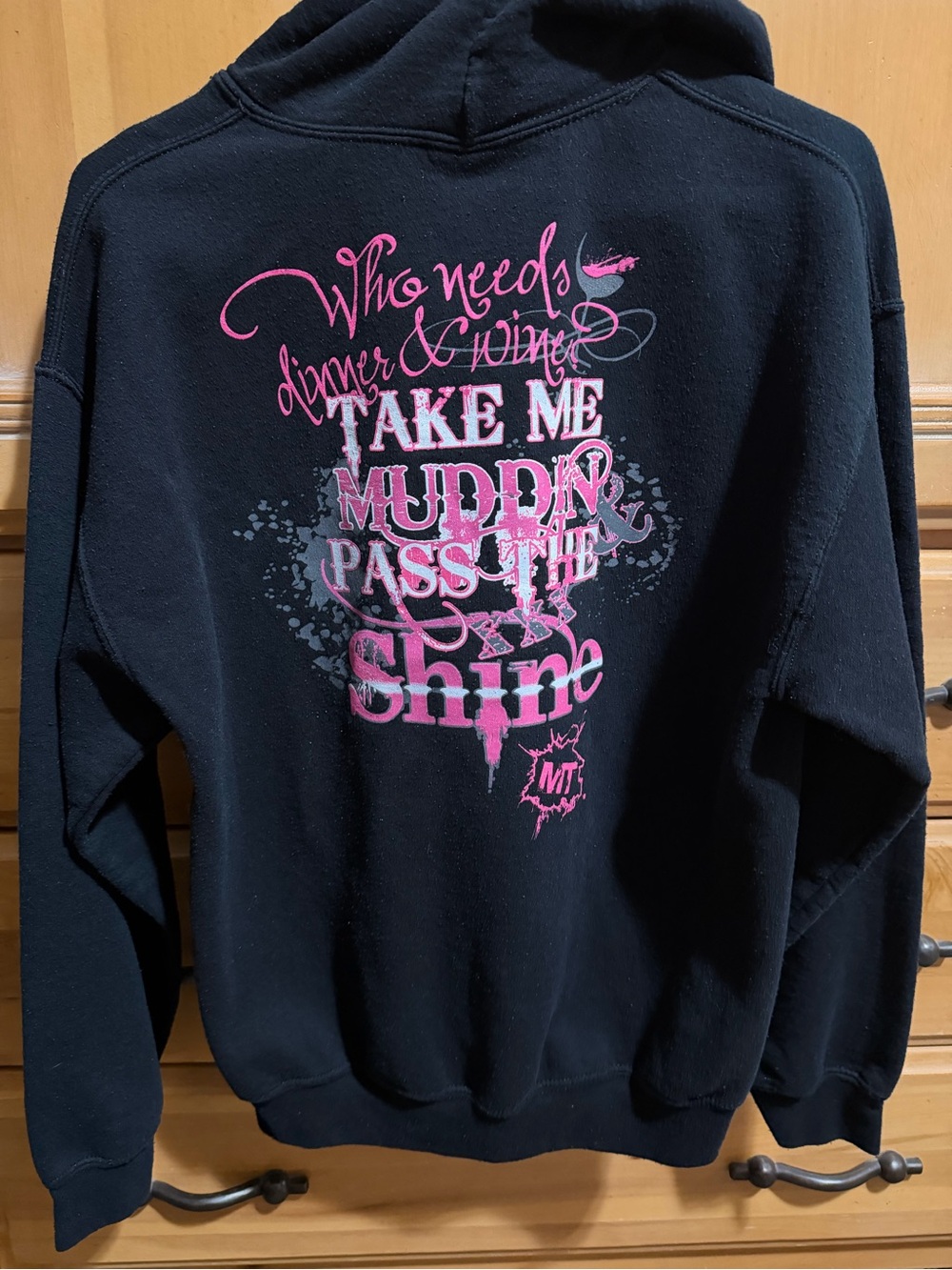 💀 Black Women's Graphic Hoodie - Pink Script Design
